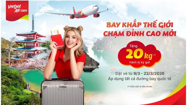 Vietjet propose des bagages gratuits et des prix en or dans le cadre de sa promotion de mars. (Photo : Vietjet)
