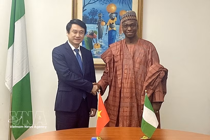 Le vice-ministre vietnamien des Affaires étrangères, Le Anh Tuan (gauche), et le secrétaire permanent du ministère nigérian des Affaires étrangères, Dunoma Umar Ahmed. Photo / VNA