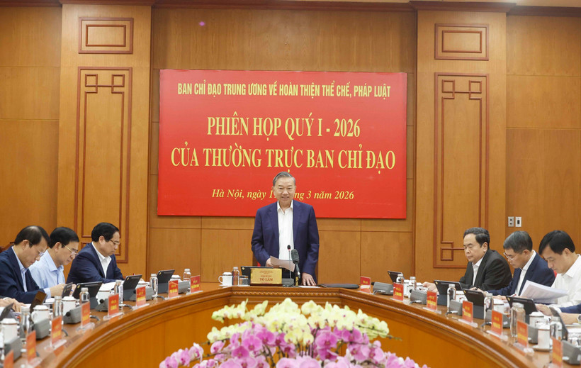 Le ecrétaire général du Parti, To Lam lors de la réunion. Photo / VNA