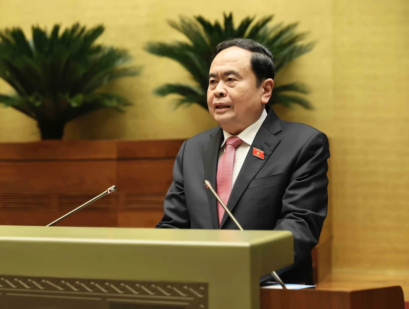 Le président de l'Assemblée nationale (AN), Tran Thanh Man, lors de la conférence. Photo: VNA