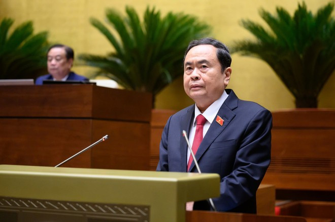 Le président de l’Assemblée nationale, Trân Thanh Mân, prend la parole lors de la session. Photo: quochoi.vn