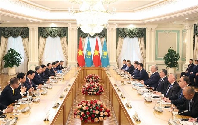 Panorama de l'entretien entre les deux dirigeants. Photo: VNA