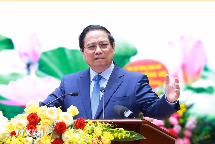 Le Premier ministre Pham Minh Chinh au premier Congrès de l’organisation du Parti du ministère de la Construction (2025–2030). Photo: VNA