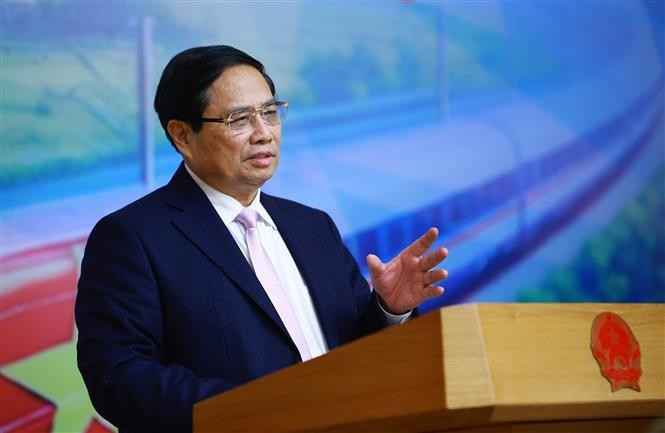 Le Premier ministre Pham Minh Chinh prend la parole lors de l'événement. Photo: VNA
