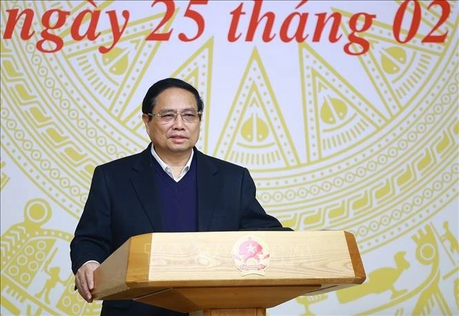 Le Premier ministre Pham Minh Chinh lors de la réunion. Photo: VNA