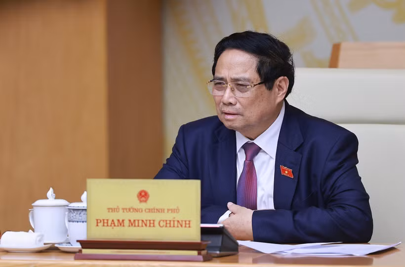 Le Premier ministre Pham Minh Chinh lors de la réunion. Photo: VNA