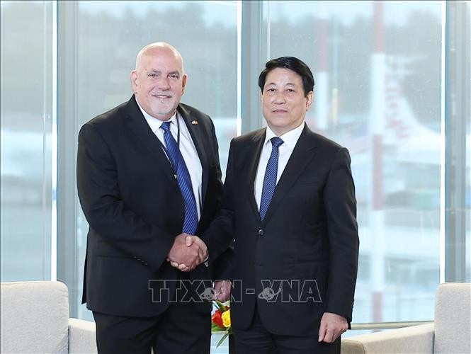 Le président de la République, Luong Cuong, et Ron Vachris, président-directeur général du groupe Costco.