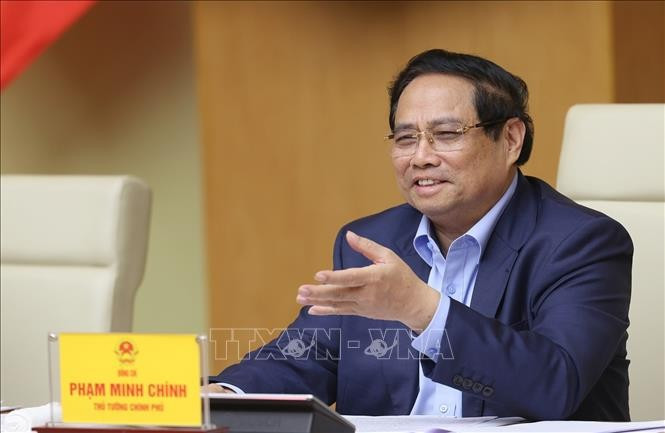 Le Premier ministre Pham Minh Chinh lors de la réunion. Photo: VNA
