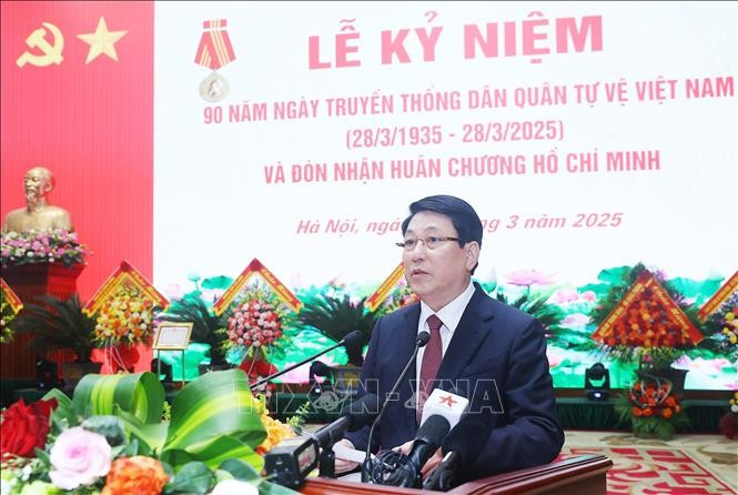 Le président Luong Cuong prend la parole lors de l'événement. Photo : VNA