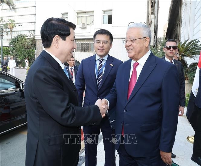Le président Luong Cuong (gauche) et le président de la Chambre des représentants égyptienne, Hanafy El Gebaly. Photo: VNA