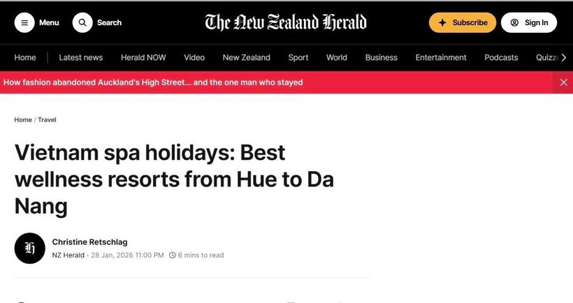 L'article publié sur le journal The New Zealand Herald. Photo: VNA