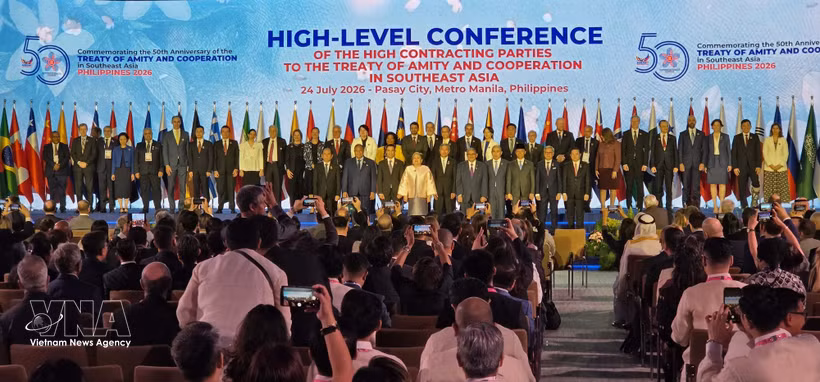 Panorama de la cérémonie marquant le 50e anniversaire du Traité d’amitié et de coopération en Asie du Sud-Est (TAC). Photo: VNA