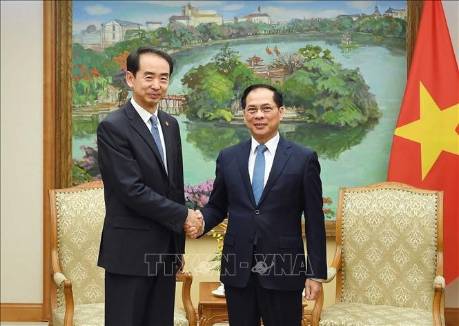 Le vice-Premier ministre Bui Thanh Son (à droite), et He Wei, ambassadeur de Chine au Vietnam. Photo: VNA