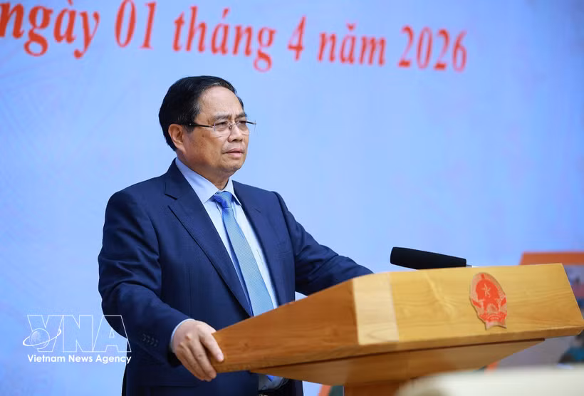 Le Premier ministre Pham Minh Chinh lors de la conférence. Photo: VNA