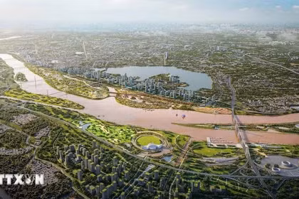 S’étendant sur plus de 11.400 hectares, cette initiative représente le projet le plus ambitieux de l’histoire de la capitale vietnamienne, conçu pour redéfinir l’espace de développement urbain des rives du fleuve Rouge pour les décennies à venir et concrétiser les orientations majeures du Politburo sur le développement de la capitale Hanoi d’ici 2030, avec une vision à l’horizon 2045. Photo: VNA