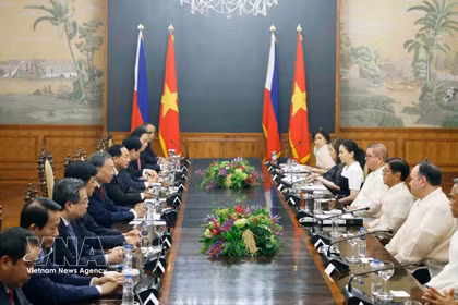 Entretien entre le secrétaire général et président vietnamien Tô Lâm et le président Ferdinand R. Marcos Jr., à Manille, le 1er juin. Photo: VNA