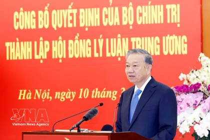 Le secrétaire général du Parti, Tô Lâm, s’exprime lors de la conférence, à Hanoi, le 10 mars. Photo : VNA