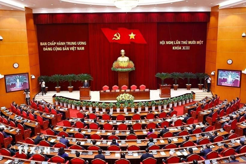 Vue du 11e Plénum du Comité central du Parti du 13e mandat, à Hanoi. Photo : VNA