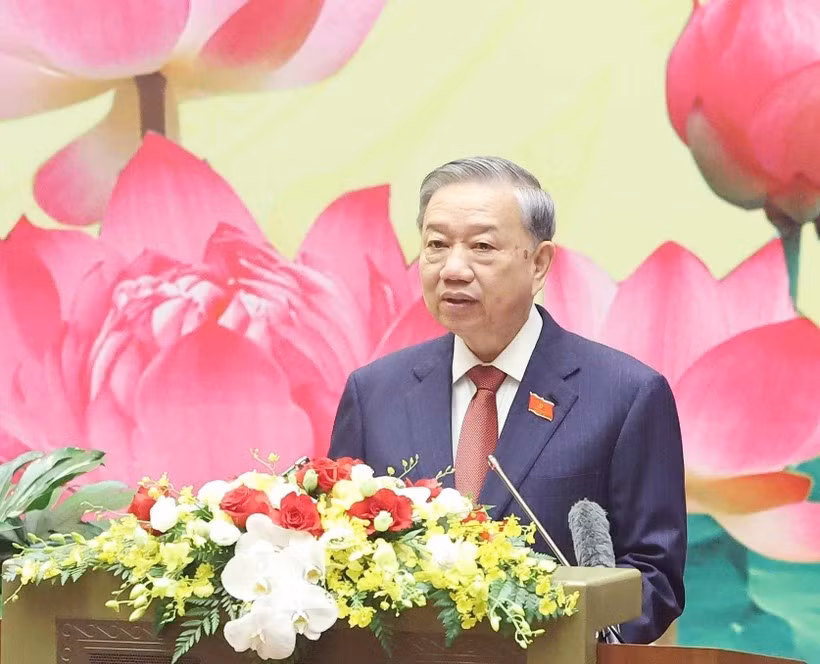 Le secrétaire général du Parti, Tô Lâm s'adresse au premier Congrès du Comité du Parti de l’Assemblée nationale, à Hanoi, le 25 septembre. Photo : VNA