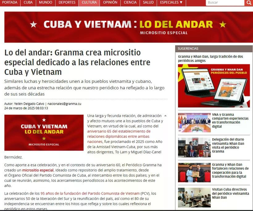 Capture d'écran du sous-site Web. Photo : VNA