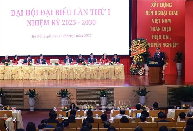 Le Premier ministre Pham Minh Chinh s’exprime lors du premier Congrès de l’Organisation du Parti du ministère des Affaires étrangères pour le mandat 2025-2030. Photo : VNA