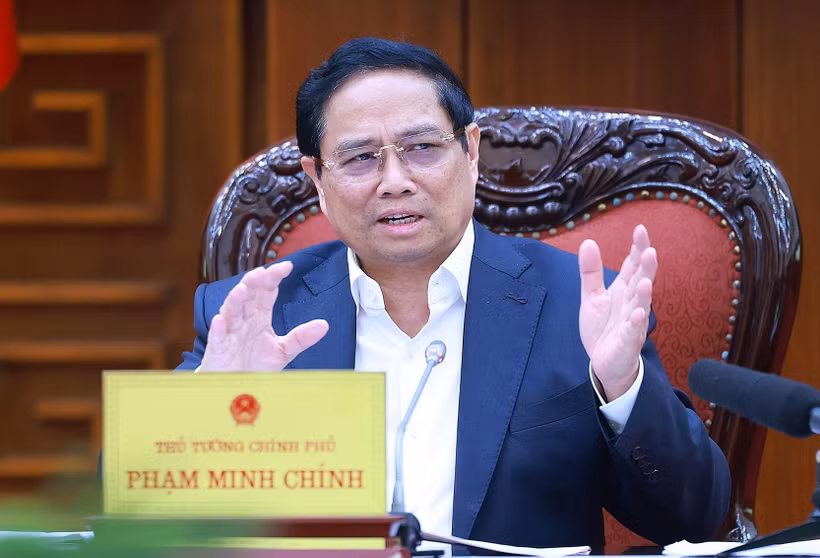 Le Premier ministre Pham Minh Chinh s'exprime lors de la 5e réunion du Comité de pilotage du gouvernement, à Hanoi, le 19 décembre. Photo: VNA