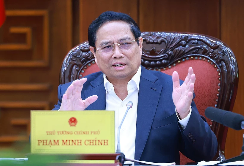 Le Premier ministre Pham Minh Chinh s'exprime lors de la 5e réunion du Comité de pilotage du gouvernement, à Hanoi, le 19 décembre. Photo: VNA