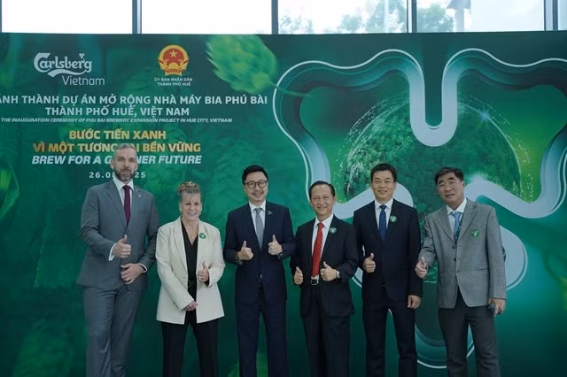 Cérémonie d'inauguration du projet d'agrandissement de la brasserie de Phu Bài dans la ville de Huê. Photo : Carlsberg Vietnam