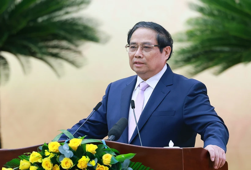 Le Premier ministre Pham Minh Chinh préside la conférence à Hô Chi Minh-Ville, le 4 janvier. Photo: VNA