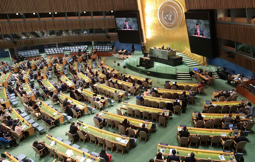 Vue de la session plénière visant à élire les membres du Conseil des droits de l'homme des Nations Unies pour le mandat 2026-2028. Photo: VNA