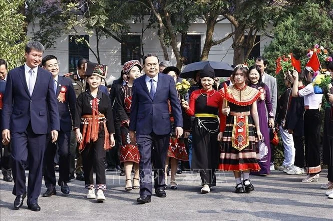 Le président de l’Assemblée nationale Trân Thanh Mân, à Yên Bai, le 4 janvier. Photo: VNA