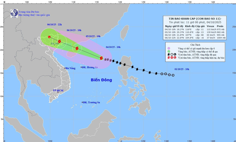 Trajectoire de la tempête tropicale Matmo. Source: Centre national de prévision hydrométéorologique