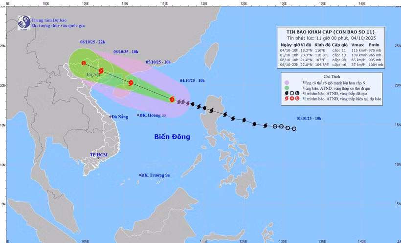 Trajectoire de la tempête tropicale Matmo. Source: Centre national de prévision hydrométéorologique