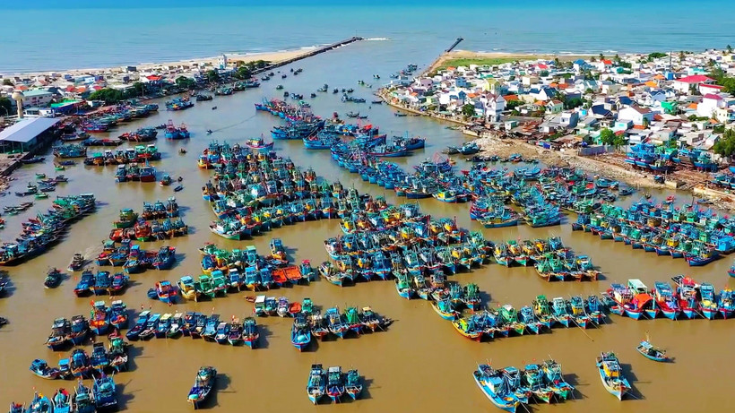 Vue aérienne du port Phan Ri Cua. Photo : baolamdong.vn