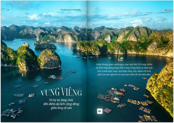 Le village des pêcheurs Vung Viêng, dans la baie de Bai Tu Long, est mis en avant dans cette brochure intitulée «Tourisme rural», publiée par le Centre d’information touristique. Photo : VNAT