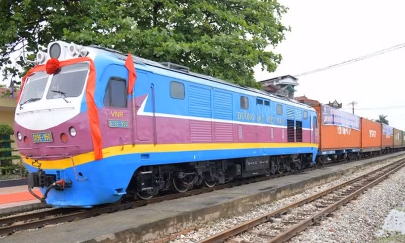 Un train de marchandises Vietnam – Chine. Photo : VNA