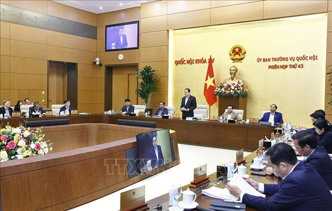 Le président de l’Assemblée nationale, Trân Thanh Mân s’exprime lors de la 43e session du Comité permanent de l’Assemblée nationale, le 14 mars. Photo: VNA