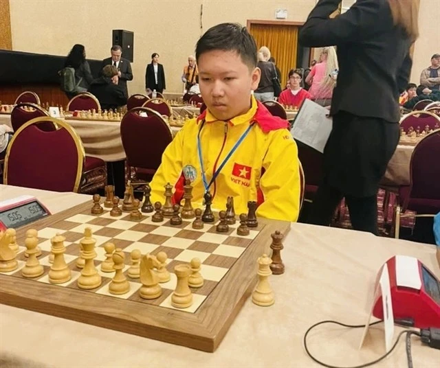 Nguyên Nam Kiêt en compétition au FIDE World Cadet & Youth Rapid & Blitz Championship 2025, en cours à Rhodes, en Grèce. Photo: Equipe sportive du Vietnam
