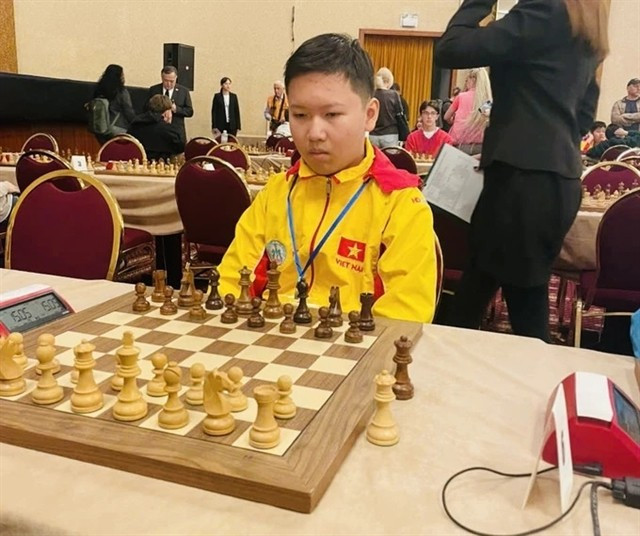 Nguyên Nam Kiêt en compétition au FIDE World Cadet & Youth Rapid & Blitz Championship 2025, en cours à Rhodes, en Grèce. Photo: Equipe sportive du Vietnam