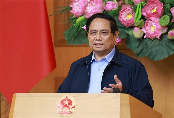 Le Premier ministre Pham Minh Chinh s’exprime lors de la réunion, à Hanoi, le 1er novembre 2025. Photo : VNA