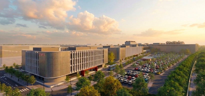 Image d’artiste de l'usine de fabrication de puces de Viettel dans le parc de haute technologie de Hoa Lac. Photo : hanoimoi.vn