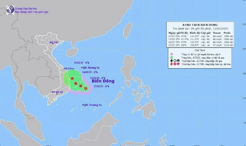 Une dépression tropicale se forme en Mer Orientale. Source : NCHMF