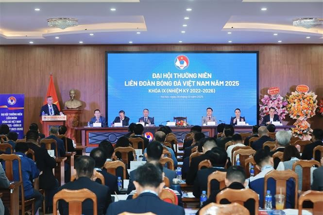 Vue du congrès annuel 2025 de la Fédération vietnamienne de football (VFF), à Hanoi, le 26 décembre. Photo: VNA