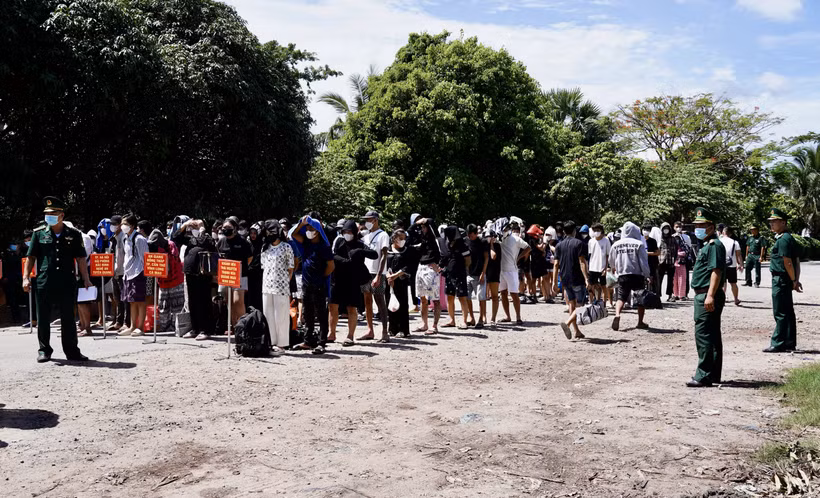 Les 137 citoyens vietnamiens rapatriés du Cambodge. Photo diffusée par la VNA