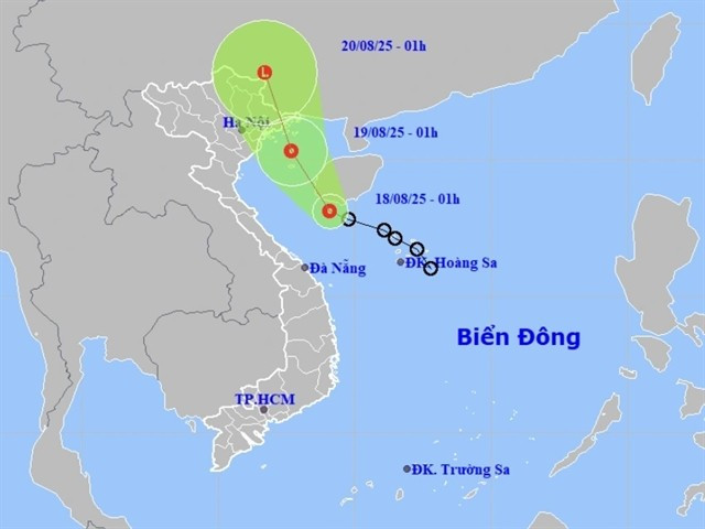 Trajectoire prévue de la dépression tropicale dans les prochains jours. Photo : nchmf.gov.vn