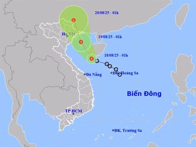 Trajectoire prévue de la dépression tropicale dans les prochains jours. Photo : nchmf.gov.vn