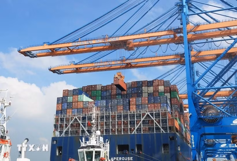  Au port international de Gemalink, dans le chef-lieu de Phu My, province de Bà Ria-Vung Tàu (Sud). Photo : VNA