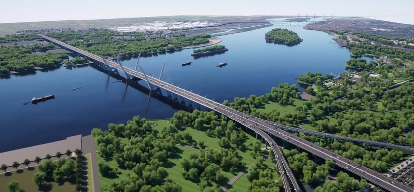 En 2026, Hanoï prévoit d'investir dans la construction de trois ponts et d’un tunnel routier sous le fleuve Rouge. Photo : anninhthudo.vn