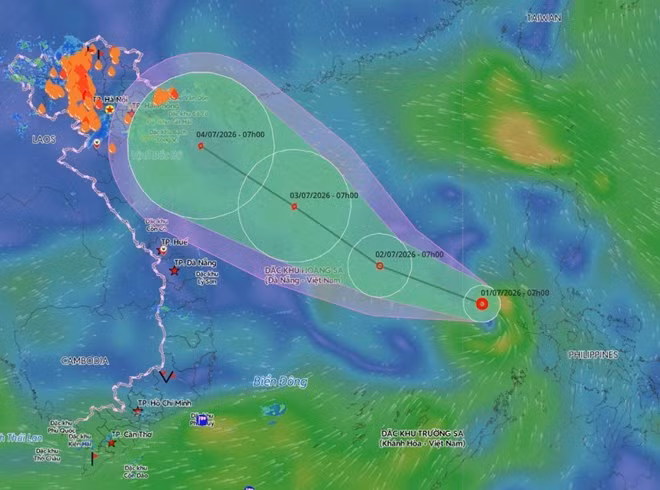 Carte de situation du système dépressionnaire tropical sur la Mer Orientale. Photo: Système vietnamien de surveillance des catastrophes naturelles