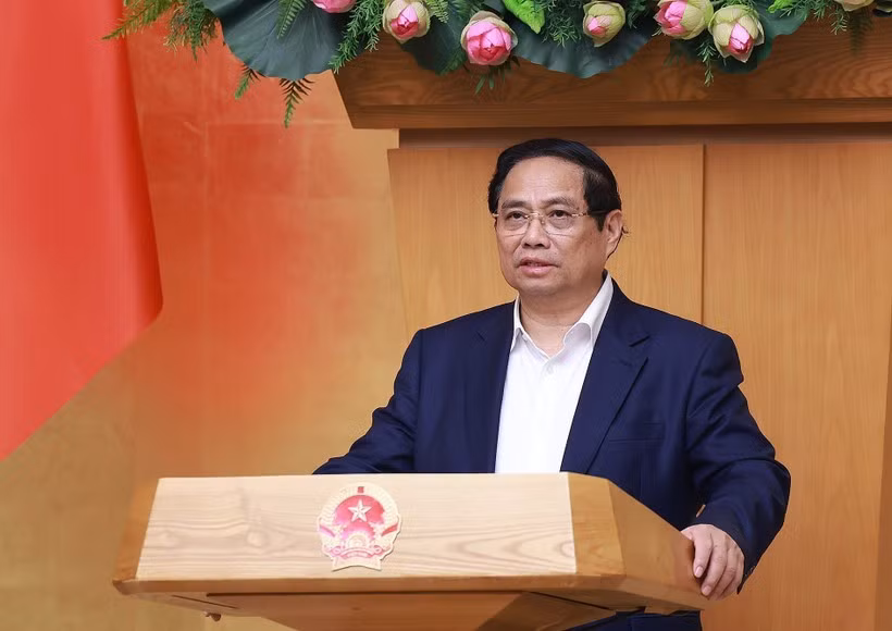 Le Premier ministre Pham Minh Chinh prononce un discours lors de la session du 4 septembre. Photo : VNA